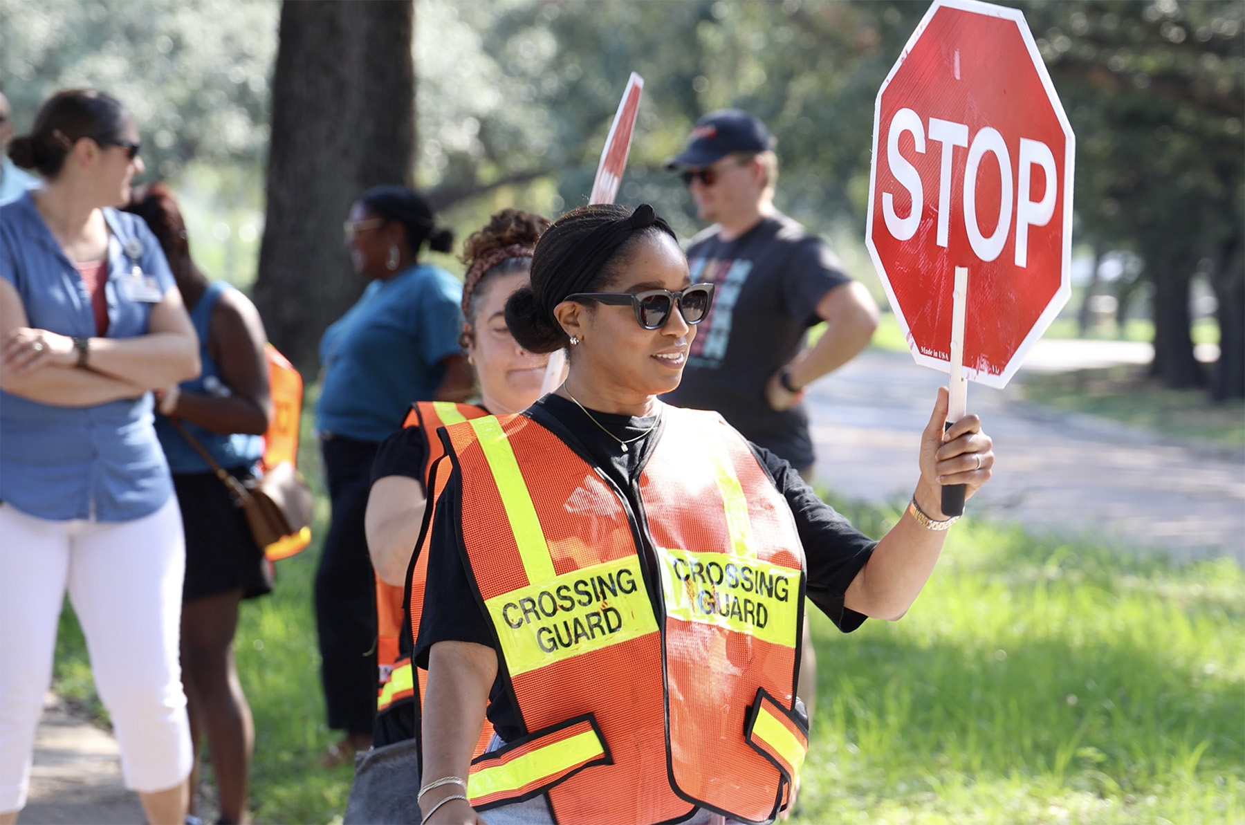 CFISD crossing guards undergo training conducted by CFISD police officers this summer. Community volunteers can receive the same training to assist with crossings at neighborhood intersections this school year. (Photo courtesy CFISD)